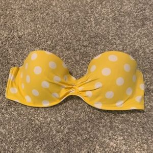 Yellow polka dot swim tube top 34C Victoria secret